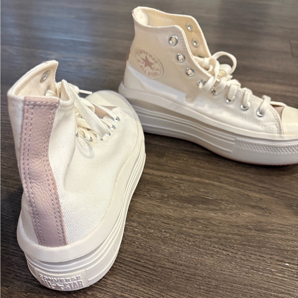 VERY RARE Converse Women's High-Top Sneakers - Cream and Pink